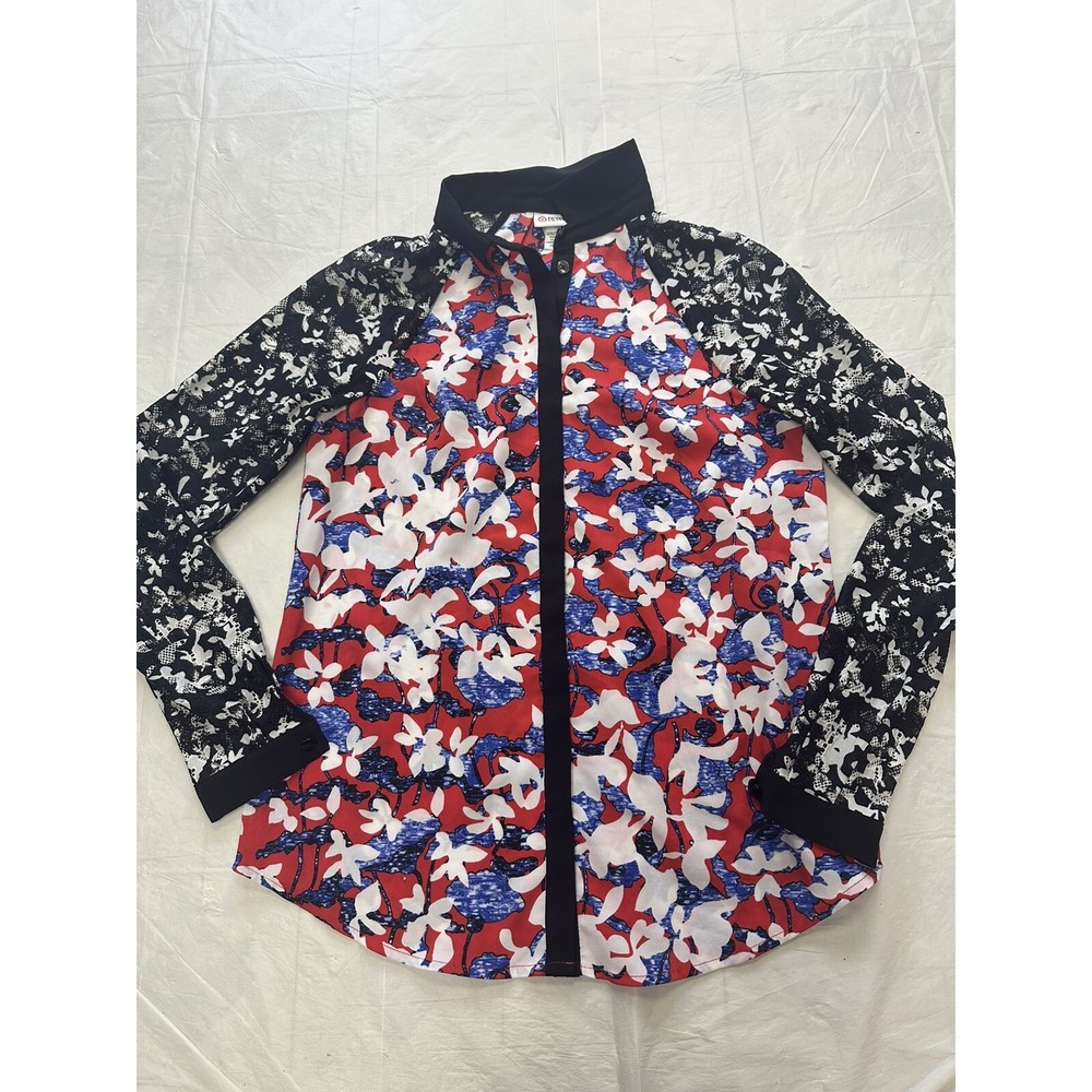 PETER PILOTTO Target Floral Lace Button Down Shirt Blouse Size XS